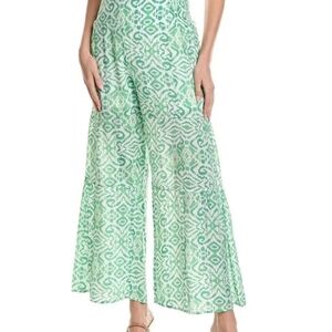 NWT$58 Nanette Lepore Wide Leg Pants Green/white Pullon